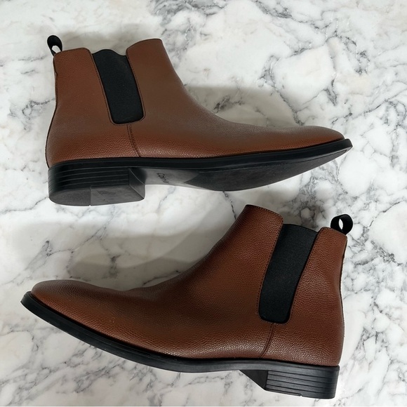 Calvin Klein Men's Corin Textured Tumbled Leather Chelsea Boot Dark Brown 10 - Picture 5 of 10